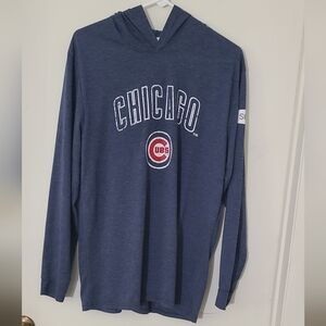 Chicago Cubs Shirt Mens XL Blue MLB Baseball Lightweight Hooded Pullover Tee